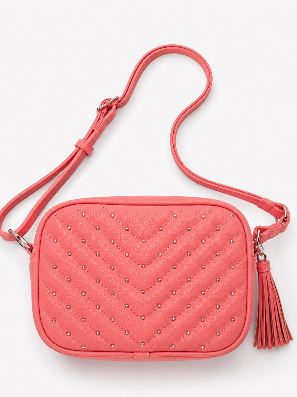 Pink Quilted Crossbody Bag with Tassel Accent